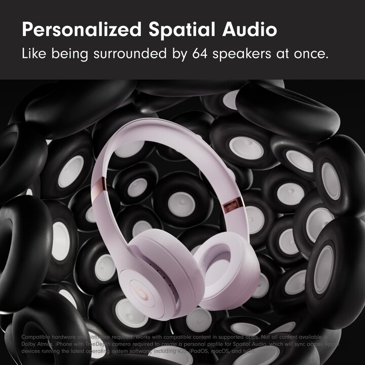 Beats Solo 4, cuffie auricolari wireless Bluetooth, fino a 50 ore, rosa nuvola