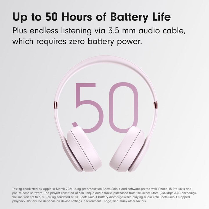 Beats Solo 4, cuffie auricolari wireless Bluetooth, fino a 50 ore, rosa nuvola