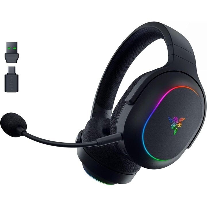 Razer Barracuda X Chroma - Auriculares inalámbricos multiplataforma para juegos con 6 zonas Chroma RGB, negro
