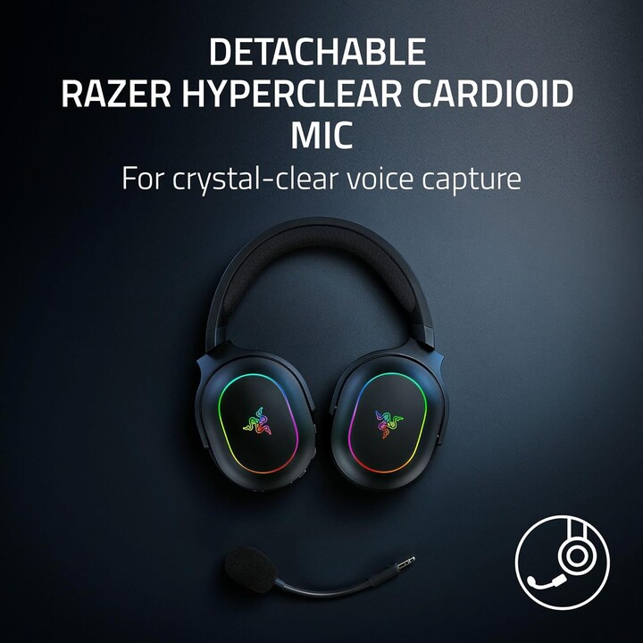 Razer Barracuda X Chroma - Auriculares inalámbricos multiplataforma para juegos con 6 zonas Chroma RGB, negro