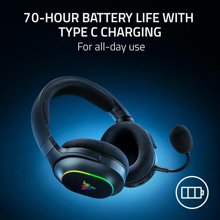 Razer Barracuda X Chroma - Auriculares inalámbricos multiplataforma para juegos con 6 zonas Chroma RGB, negro