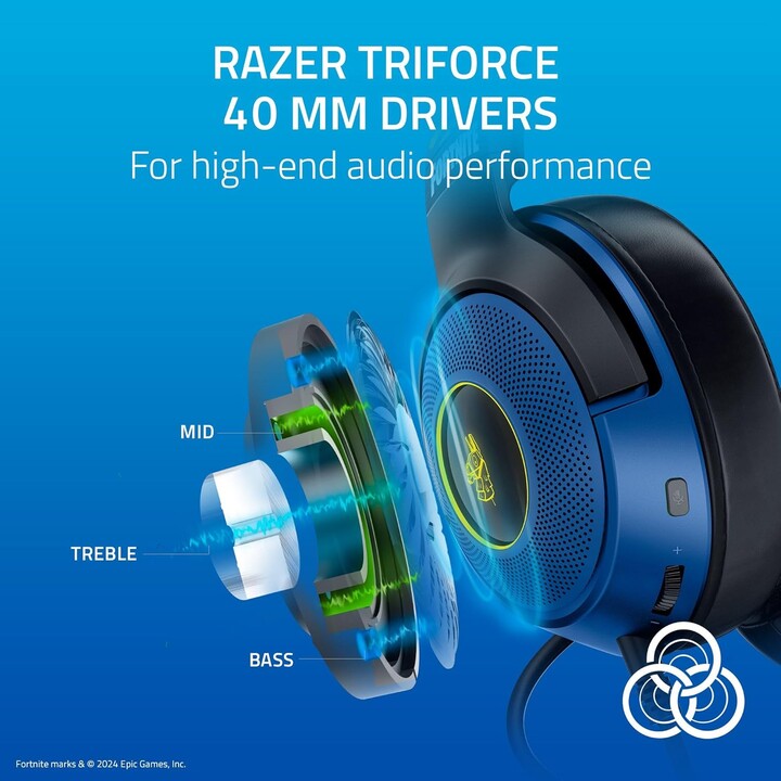 Razer Kraken V3 X - Auriculares para juegos USB con cable edición Fortnite