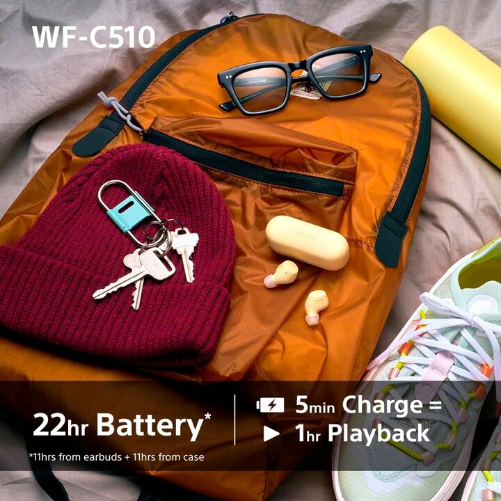 Sony WF-C510 Audífonos verdaderamente inalámbricos, Auriculares intrauditivos Bluetooth con conexión multipunto, Blanco