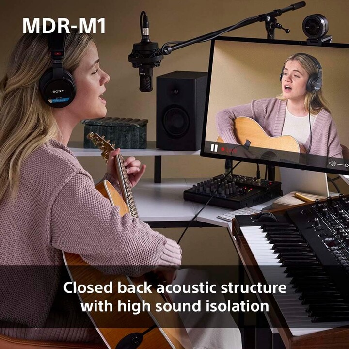 Sony MDR-M1 Studio - Auriculares cerrados con cable, reproducción de banda ultraancha (5 Hz-80 kHz), color negro