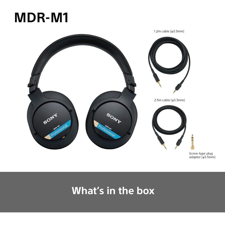 Sony MDR-M1 Studio - Auriculares cerrados con cable, reproducción de banda ultraancha (5 Hz-80 kHz), color negro