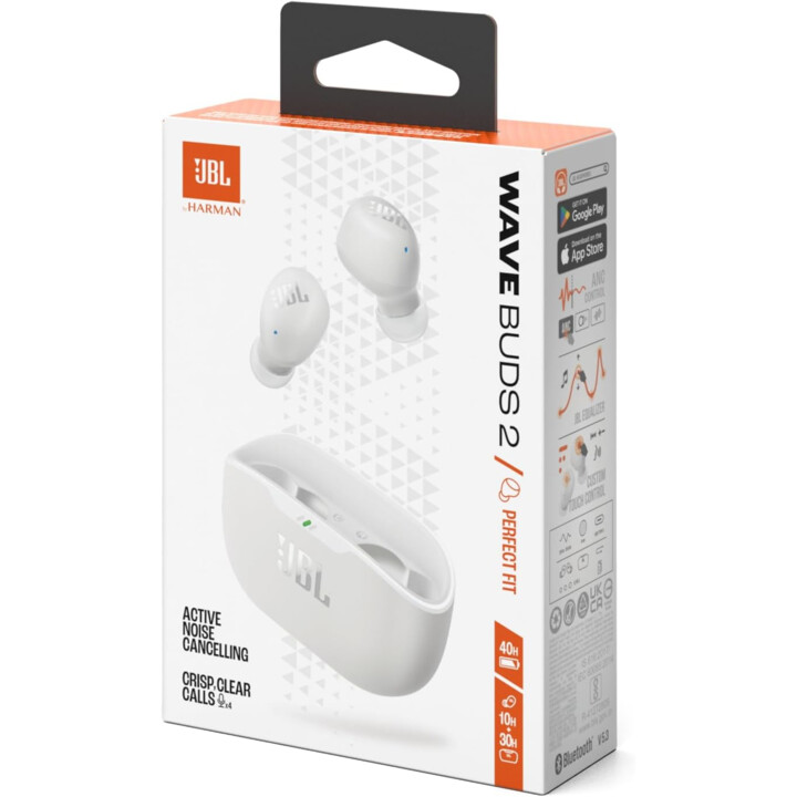JBL Wave Buds 2 Blancos con Cancelación de Ruido (ANC) - Auriculares Bluetooth