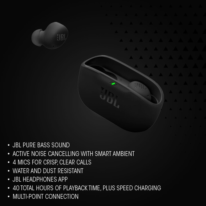 JBL Wave Buds 2 Negro con cancelación de ruido (ANC) - Auriculares Bluetooth
