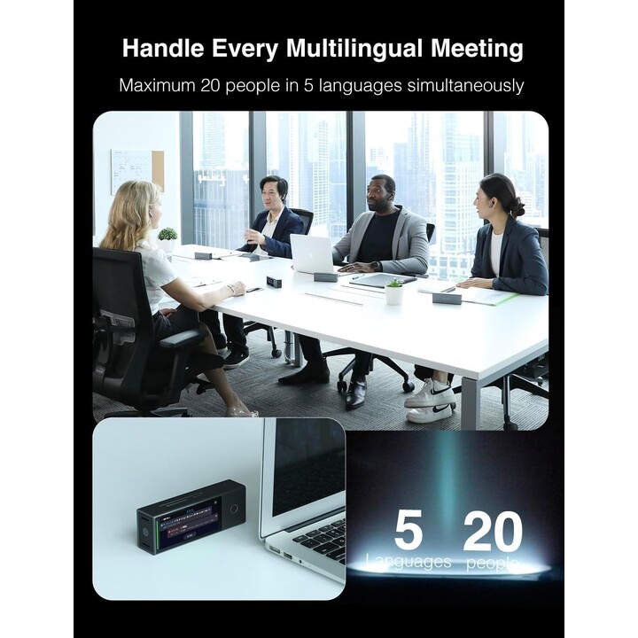 Timekettle X1 AI Interpreter Hub, 40 idiomas, dispositivo traductor todo en uno para reuniones multilingües