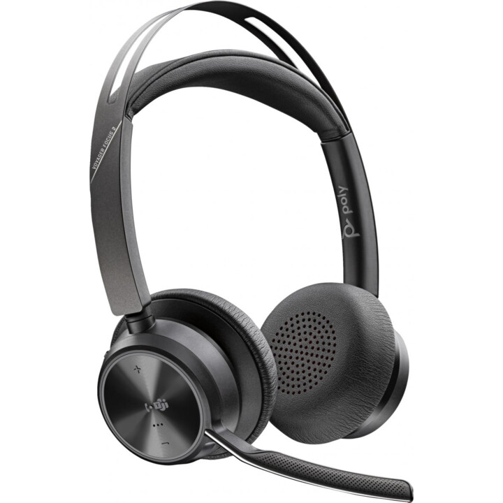 Auriculares Poly Voyager Focus 2 USB-C-C con certificación Microsoft Teams + adaptador USB-C/A + base de carga