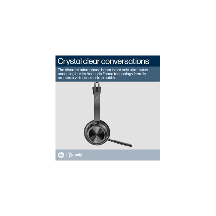 Auriculares Poly Voyager Focus 2 USB-C-C con certificación Microsoft Teams + adaptador USB-C/A + base de carga