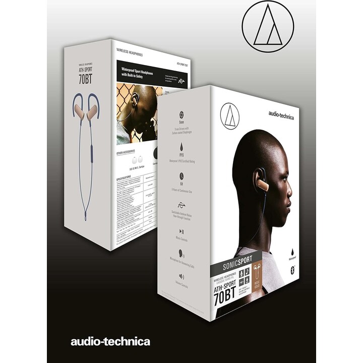 Audio-Technica ATH-SPORT70BT Preto - Auscultadores Bluetooth