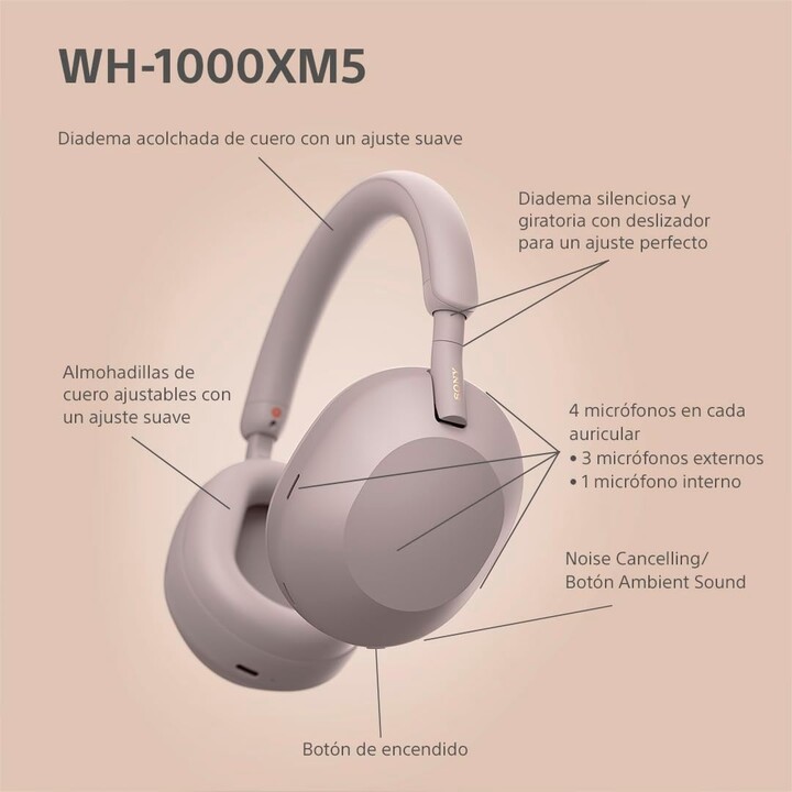 Auriculares inalámbricos supraaurales Sony WH-1000XM5 con cancelación de ruido, Bluetooth, alta resolución y realidad virtual 36