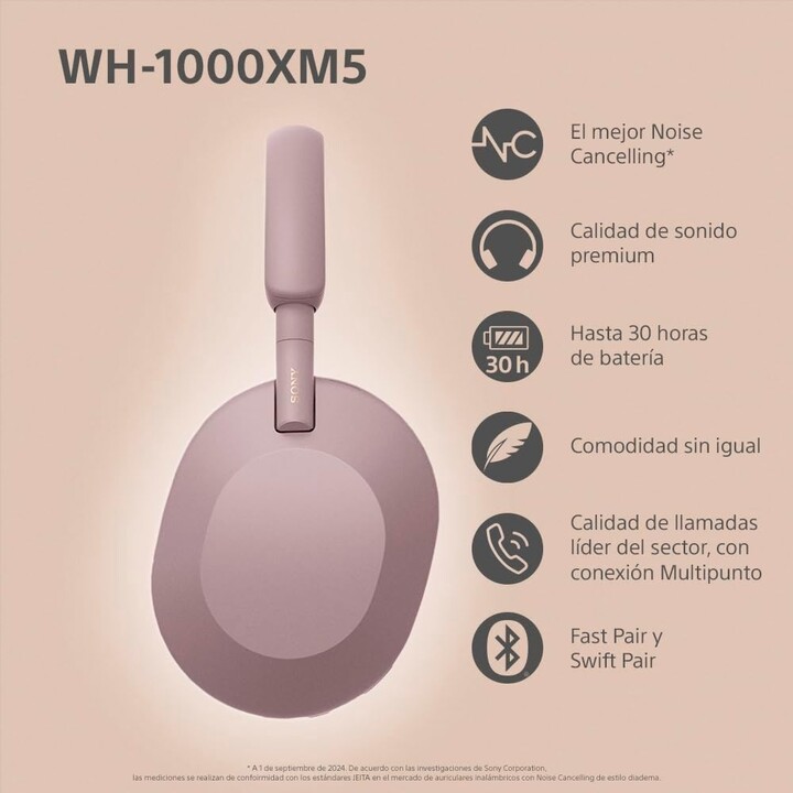 Auriculares inalámbricos supraaurales Sony WH-1000XM5 con cancelación de ruido, Bluetooth, alta resolución y realidad virtual 36