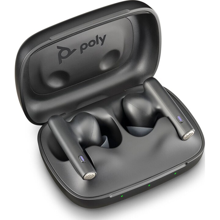 Audífonos Poly Voyager Free 60 UC M, negro carbón + adaptador BT700 USB-C + estuche de carga básico