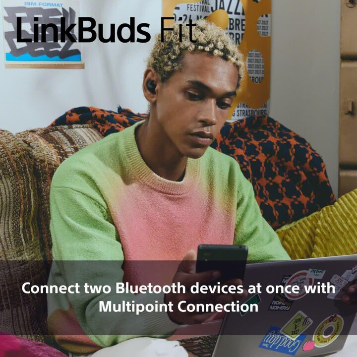 Fones de ouvido sem fio Sony LinkBuds Fit/ com microfone/ Bluetooth/ branco
