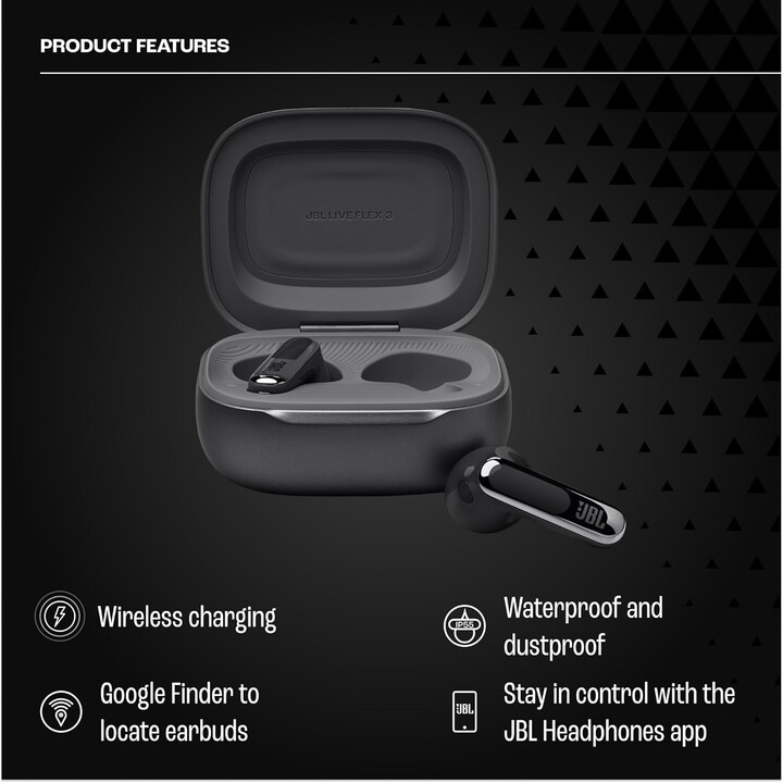JBL Live Flex 3 True Adaptive Noise Cancelling Headphones in Black