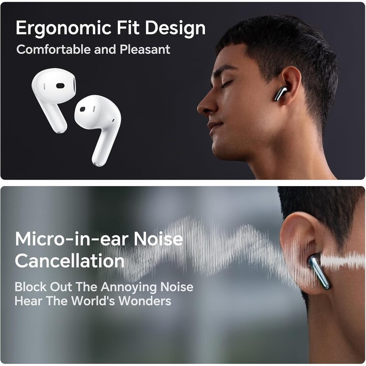Honor Choice Earbuds S7, Tri-Mic AI Call Ruído Cancelando fones de ouvido, 36 horas, Bluetooth 5.3, IP54, branco