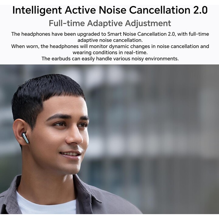 Honor Choice Earbuds S7, Tri-Mic AI Call Ruído Cancelando fones de ouvido, 36 horas, Bluetooth 5.3, IP54, branco