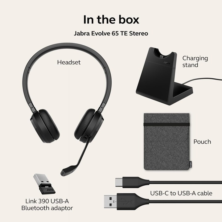 Jabra EVOLLOVE 65 TE LINK UC STEREO STAND CASHPHONES SANS WIRESS