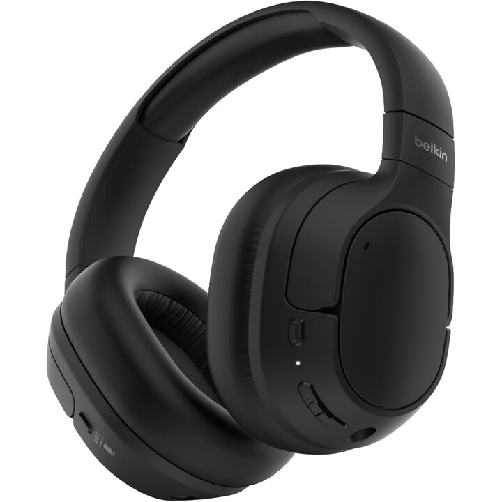 Belkin SoundForm, auriculares inalámbricos aislar Bluetooth, cancelación híbrida de ruido activo, micrófono, 60 horas, Negro
