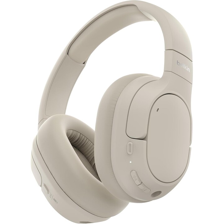 Belkin SoundForm, auriculares inalámbricos aislar Bluetooth, cancelación híbrida de ruido activo, micrófono, 60 horas, Arena