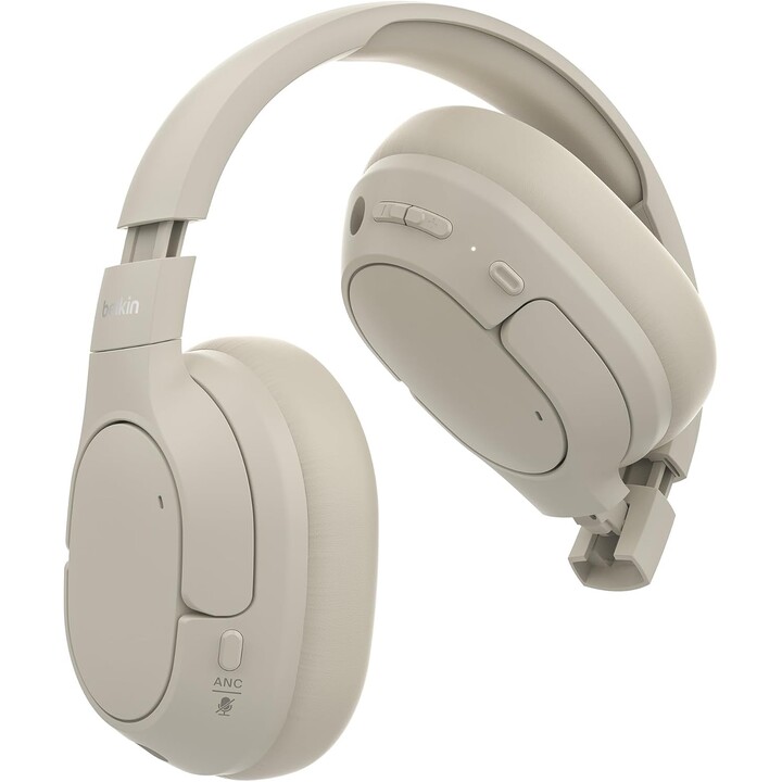 Belkin SoundForm, auriculares inalámbricos aislar Bluetooth, cancelación híbrida de ruido activo, micrófono, 60 horas, Arena