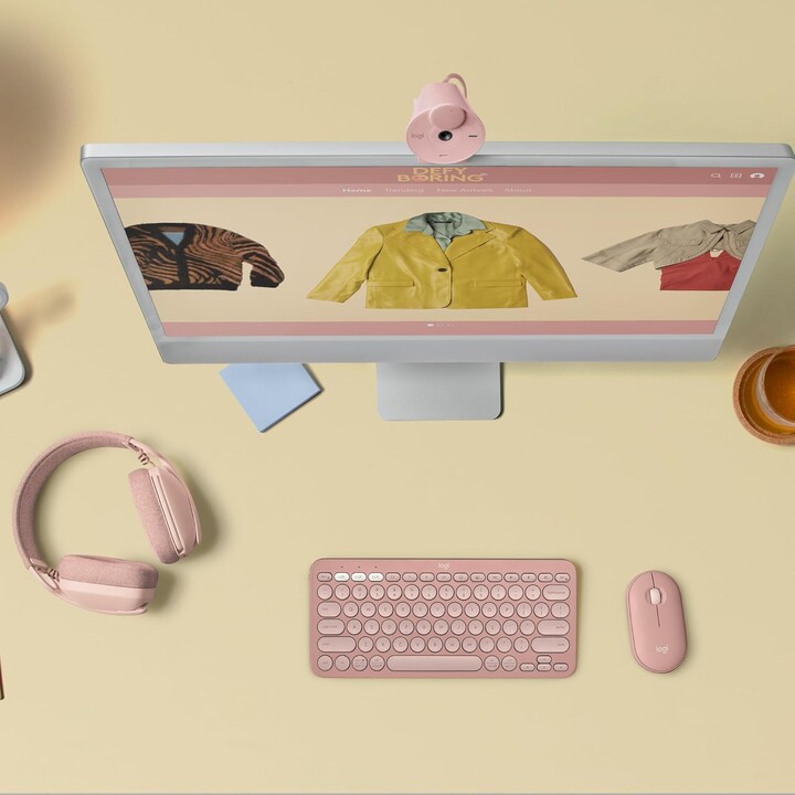 Atmosfera della zona logitech 100, cuffie over-ear wireless leggera con microfono che cancella il rumore, rosa