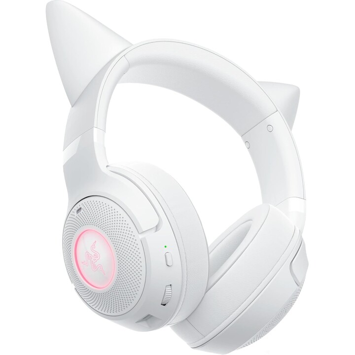 Razer Kraken Kitty V2 BT, fone de ouvido sem fio Bluetooth RGB com orelhas de gatinho, branco