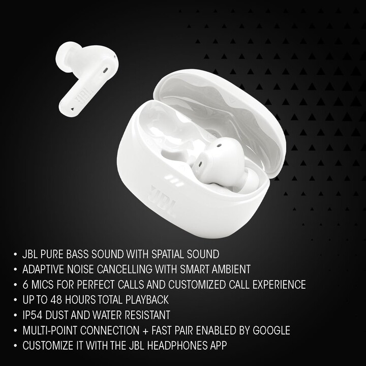 Auriculares inalámbricos JBL Wave Beam 2 Bluetooth blancos