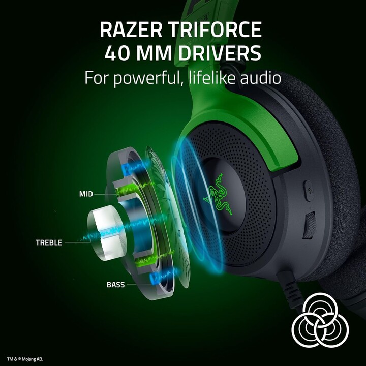Razer Kraken V4 X Minecraft Edition, auriculares de juegos de PC USB con cable