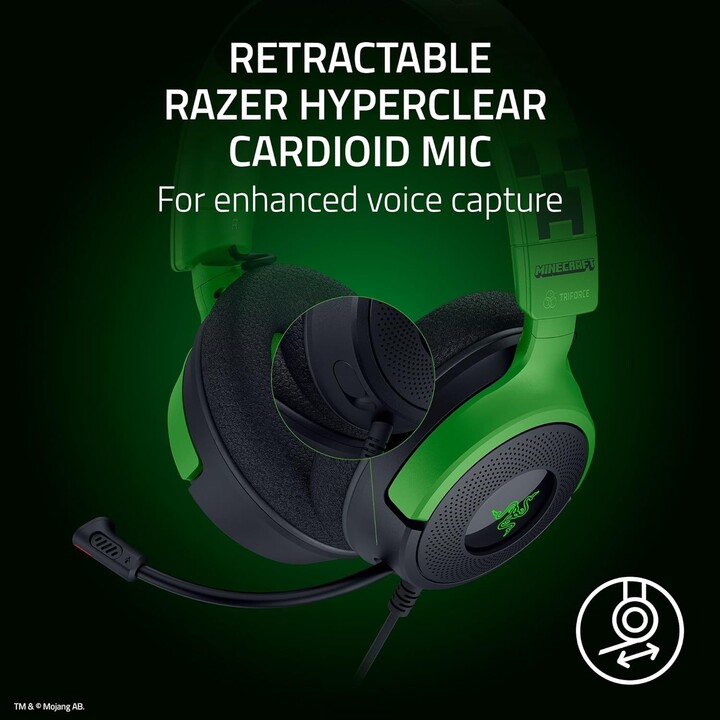 Razer Kraken V4 X Minecraft Edition, auriculares de juegos de PC USB con cable