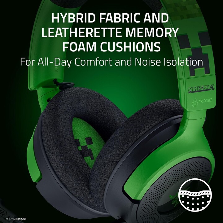 Razer Kraken V4 X Minecraft Edition, auriculares de juegos de PC USB con cable