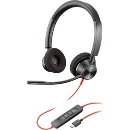 POLY Blackwire 3320 Auriculares Alámbrico Diadema Oficina/Centro de llamadas USB Tipo C Negro, Rojo