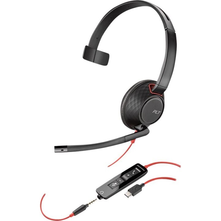 POLY Blackwire 5210 Auriculares Alámbrico Diadema Llamadas/Música USB Tipo C Negro, Rojo
