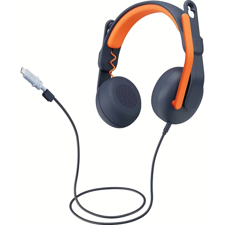 Cuffie cablate Logitech Zone Learn con archetto Education USB Type-C blu, arancione