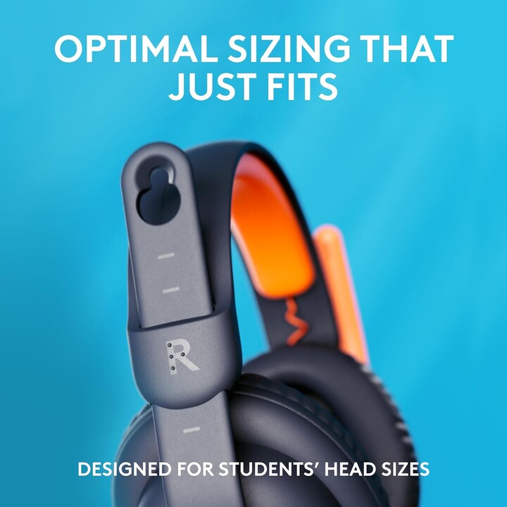 Logitech Zone Learn Wired Headphones, Education Headphones, Blue, Orange