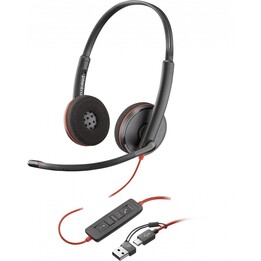 POLY Blackwire 3220 Stereo USB-C Black Headset +USB-C/A Adapter (Bulk) Alámbrico Diadema Oficina/Centro de llamadas USB Tipo C