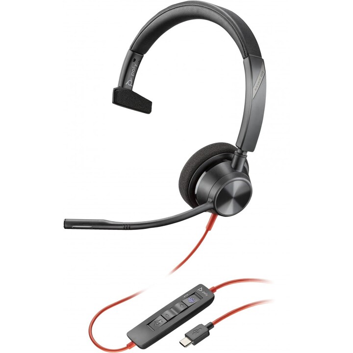 POLY Blackwire 3310 Microsoft Teams Certified Headset +USB-C/A Adapter TAA Alámbrico Diadema Oficina/Centro de llamadas USB Tipo