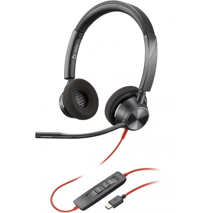 Casque filaire USB-C POLY Blackwire 3320 pour bureau/centre d appels, USB Type C, noir