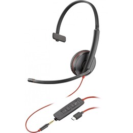 POLY Blackwire C3215 Mono-Headset + Tragetasche (Bulk), kabelgebunden, Kopfbügel, Büro/Callcenter, USB Typ C, Schwarz