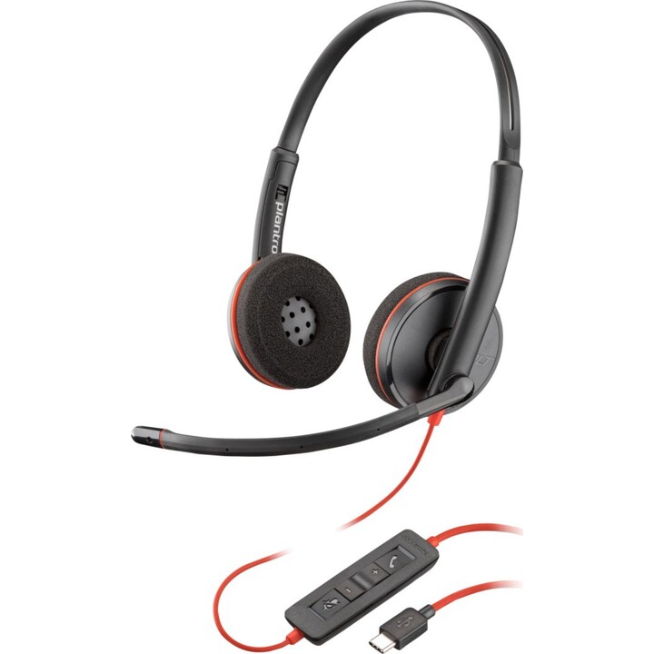 Casque stéréo USB-C POLY Blackwire C3220, serre-tête filaire, pour bureau/centre d appels, USB Type C, noir