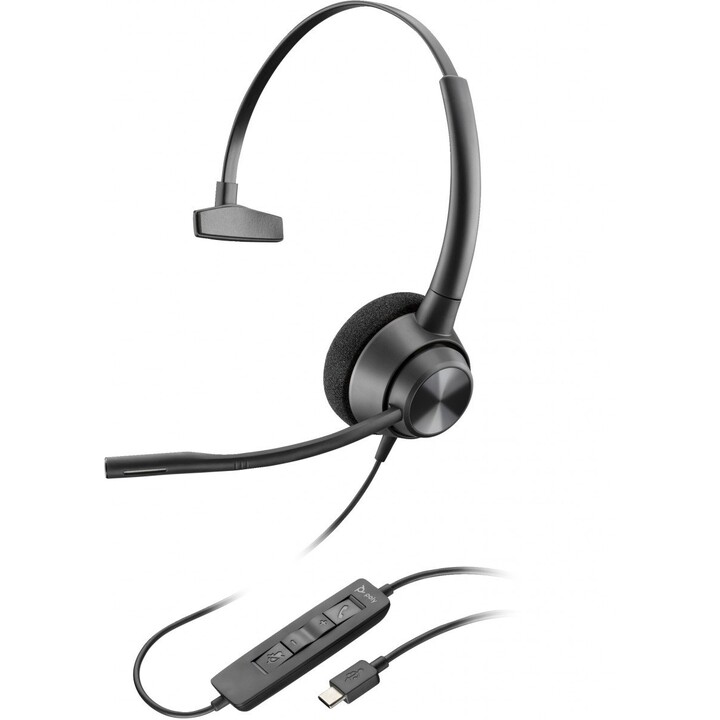 POLY EncorePro 310 USB-C Fone de ouvido mono com fio TAA para chamadas/música USB tipo C preto