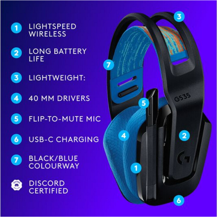 Logitech G535 Lightspeed Wireless Gaming Headset Black