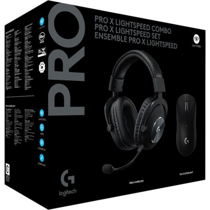 Logitech Superlight X Lightspeed Pro X Gaming Wireless Mouse & Pro X Pundidades de auriculares de juegos inalámbricos