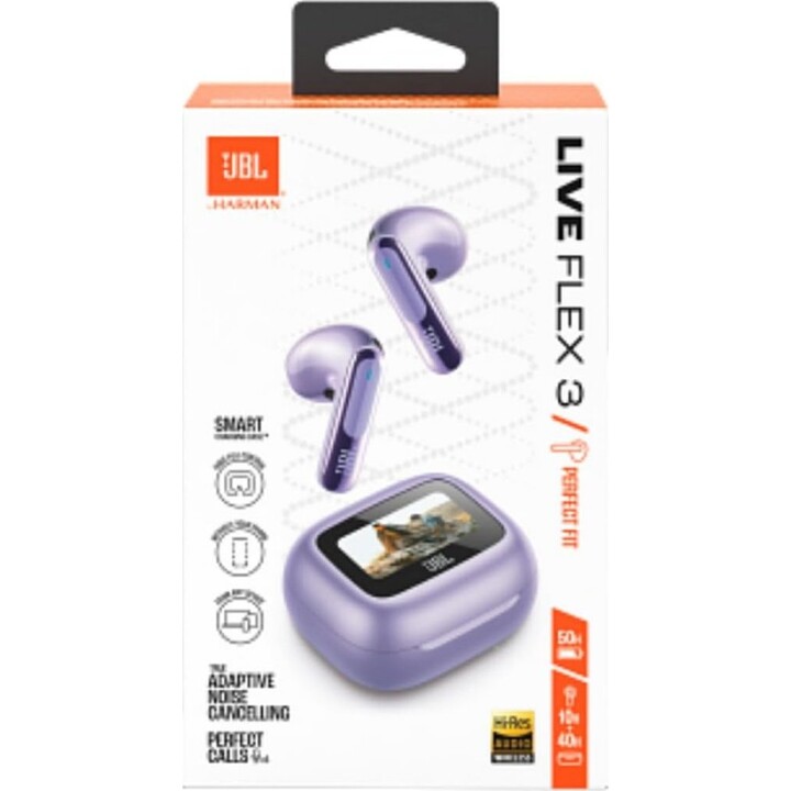 Cuffie Bluetooth JBL Live Flex 3 con custodia di ricarica/ 10 ore di riproduzione/ Viola