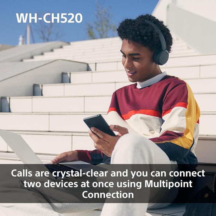Sony WH-CH520 auriculares inalámbricos inalámbricos Bluetooth, diseño liviano, rosa