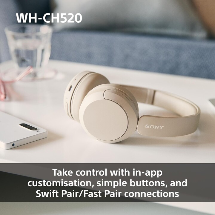 Sony WH-CH520 auriculares inalámbricos inalámbricos Bluetooth, diseño liviano, rosa