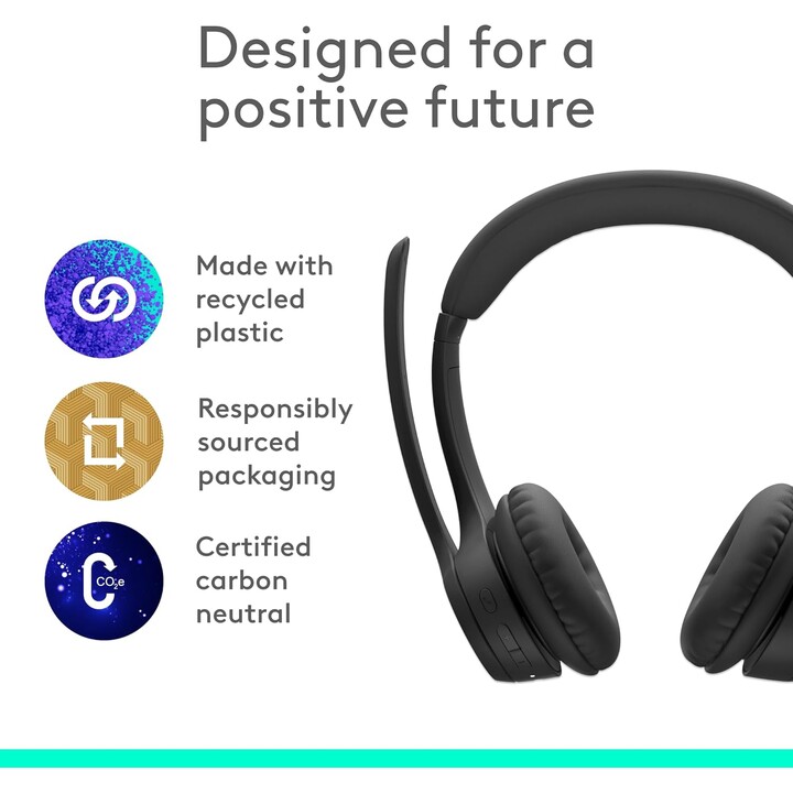 Logitech Zone 300 auriculares Bluetooth inalámbricos con micrófono de cancelación de ruido, negro