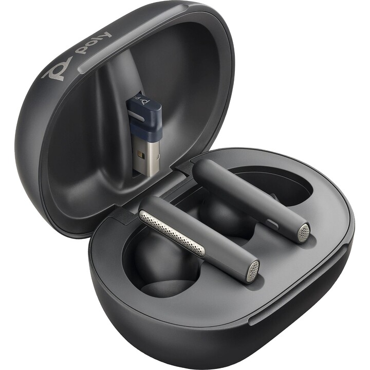 Auriculares Bluetooth Poly Voyager Free 60+ UC M con estuche de carga + Adaptador BT700/ Autonomía 10h/ Negros