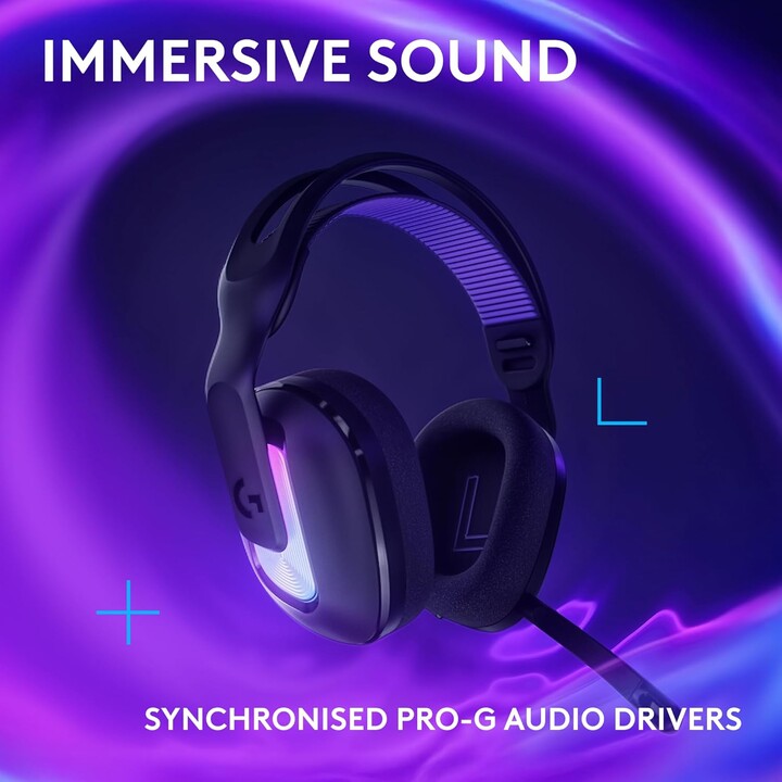 Logitech G G522 Lightspeed, auriculares de juegos inalámbricos, Lightsync RGB, negro